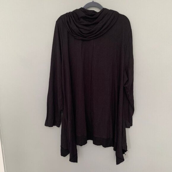 NEW Grace black cowl neck long sleeve jersey knit sharkbite hem sweater top - Picture 5 of 7